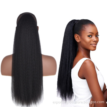 Afro Kinky Straight Wholesale Clip in on Drawstring Ponytail Curly Hair Synthetic Hair For Women Extension Wavy Hairpiece 22"